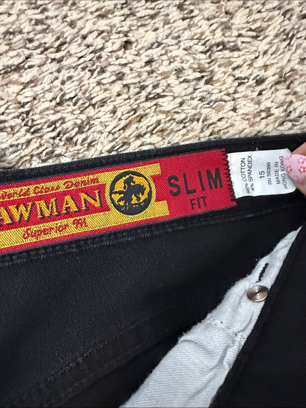 Vtg lawman black w/studded blue embellishments